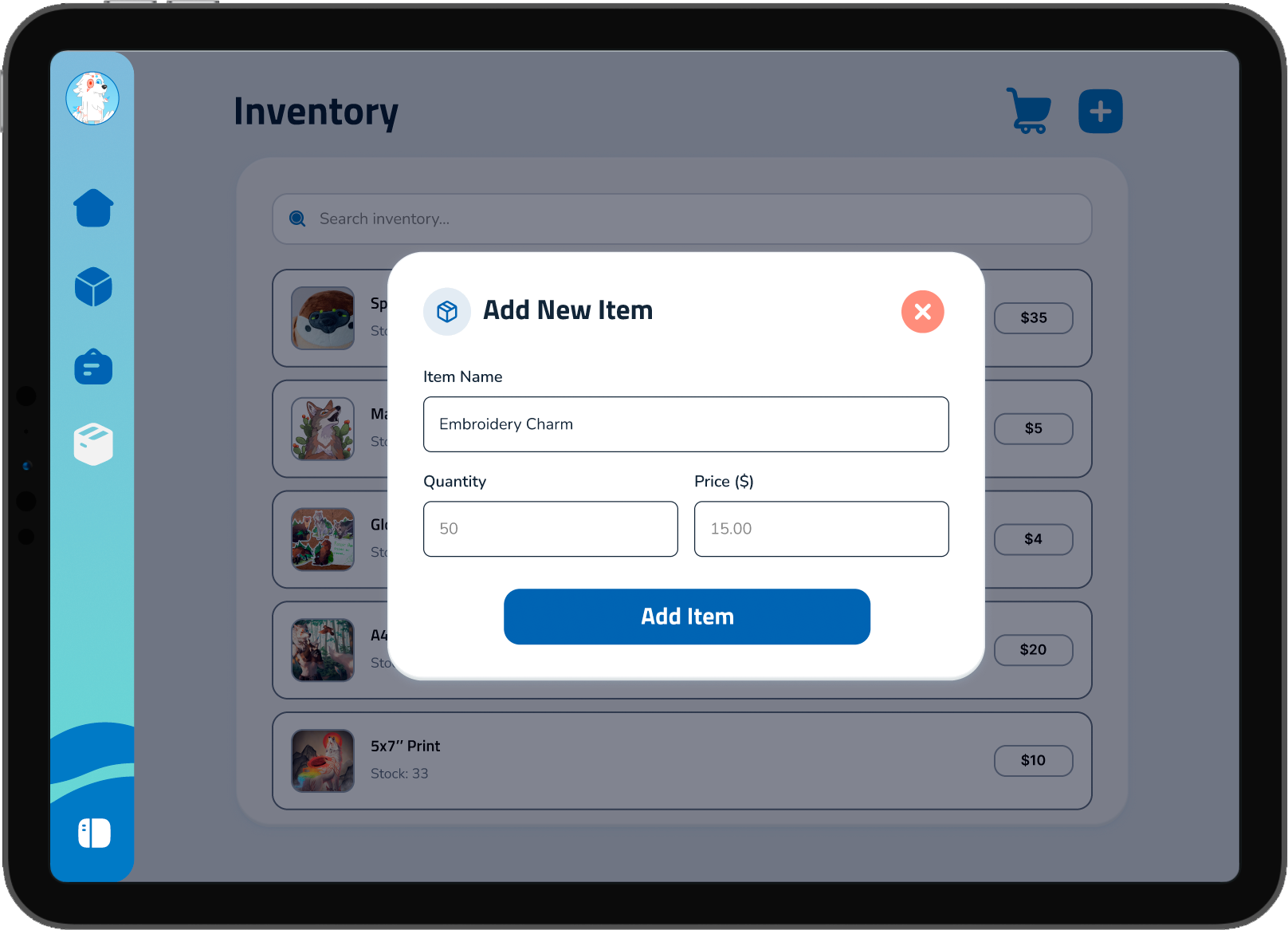 Vendor Flow inventory — add new items mid-event