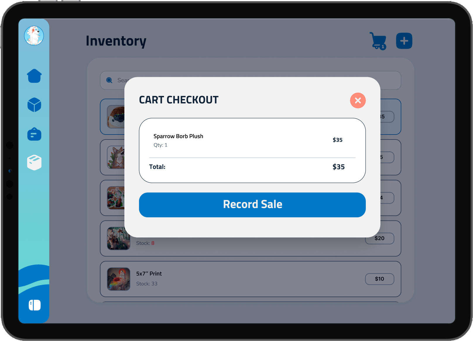 Vendor Flow inventory and POS prototype screen