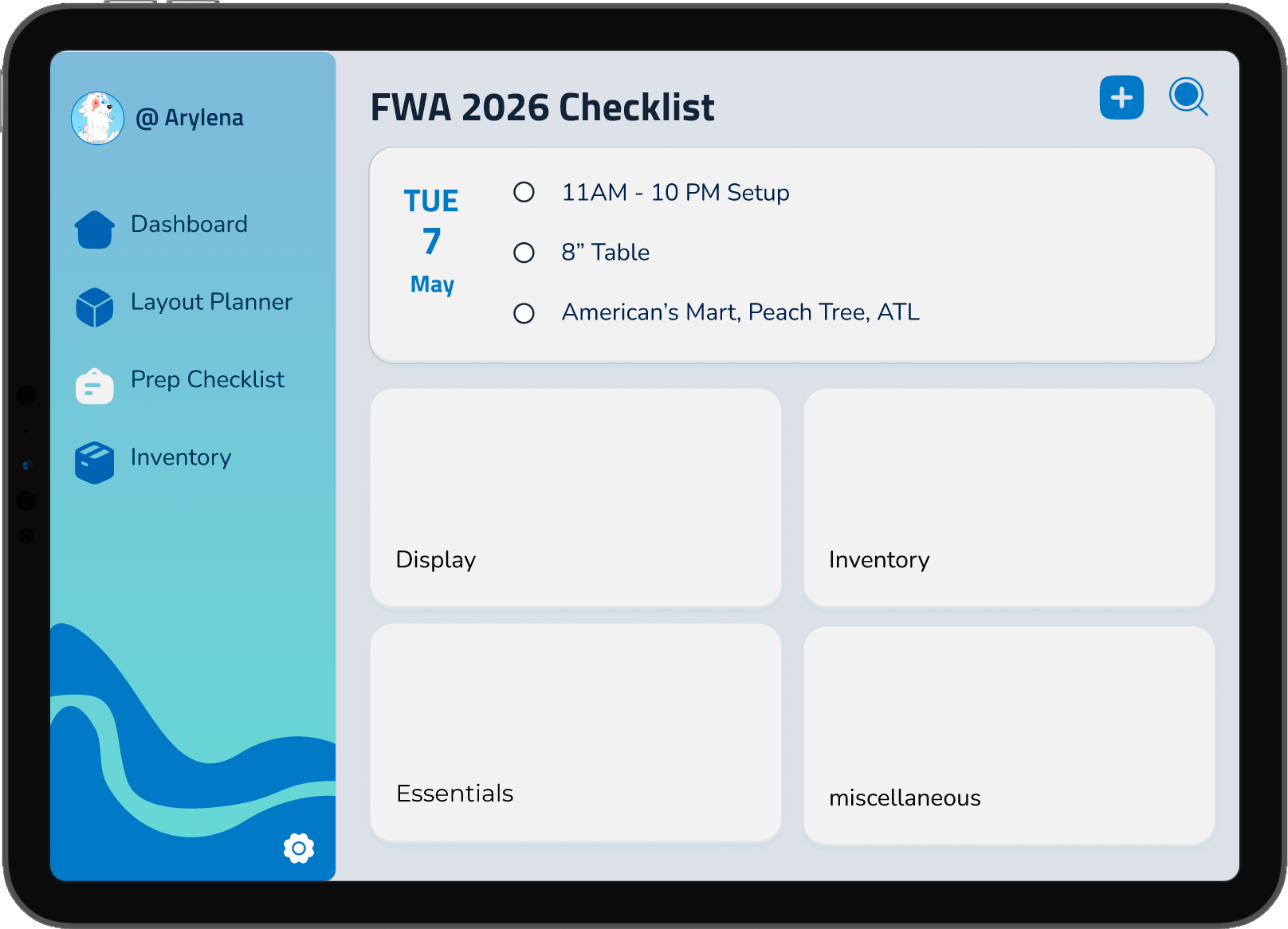 Vendor Flow packing checklist — four focused sections overview