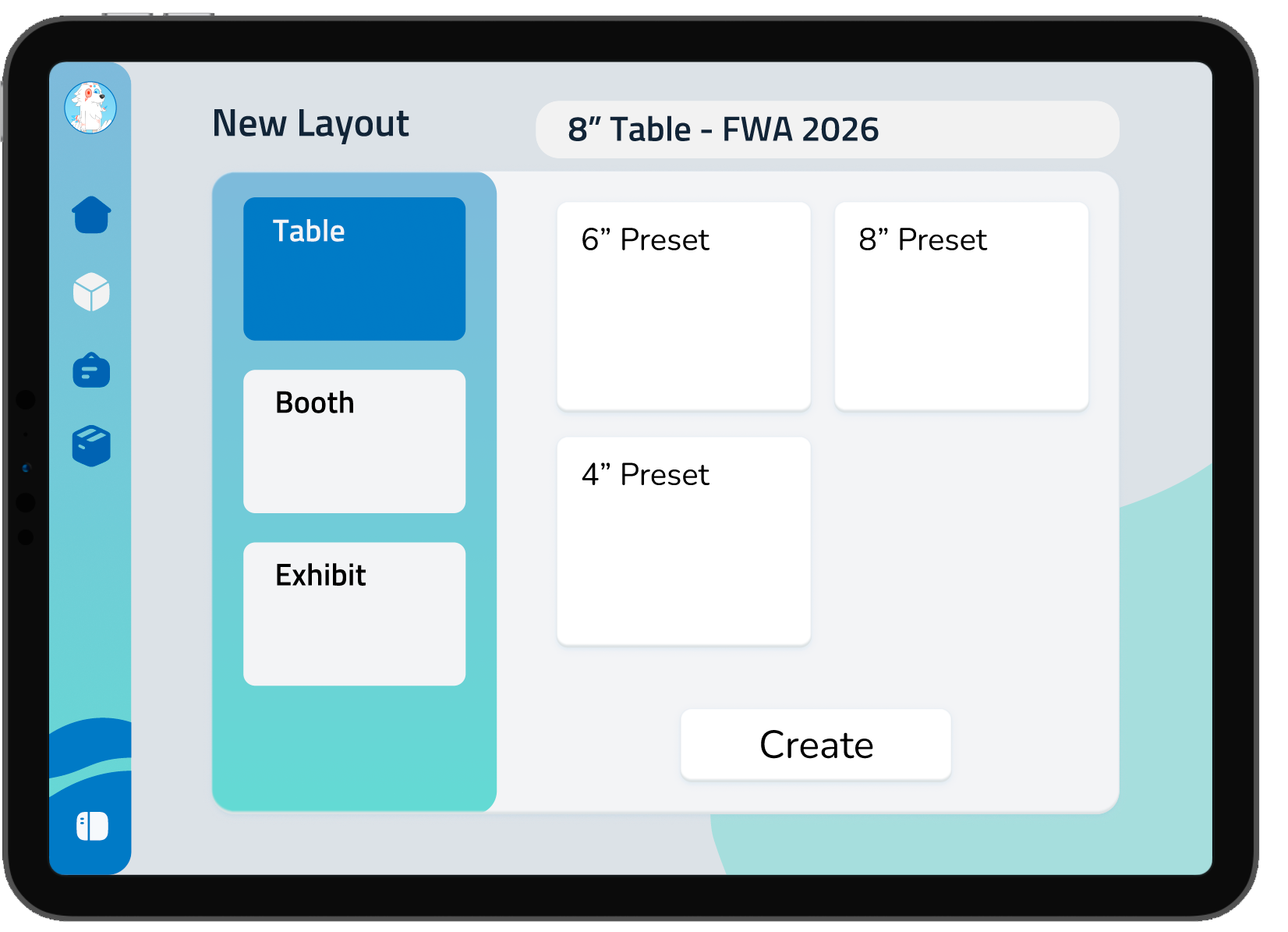 Vendor Flow layout planner — pick a table or booth preset