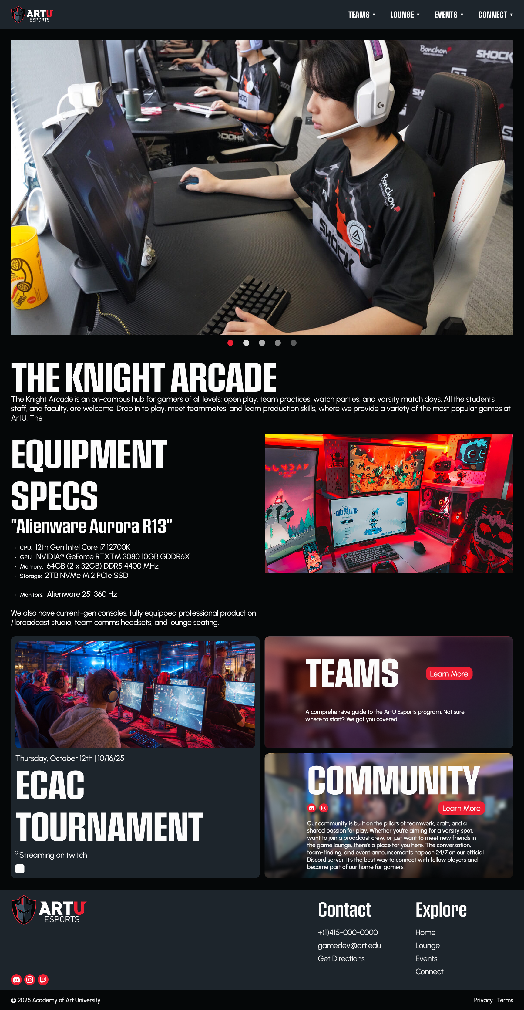 ArtU Esports Knight Arcade hi-fi prototype — equipment specs and gaming setup